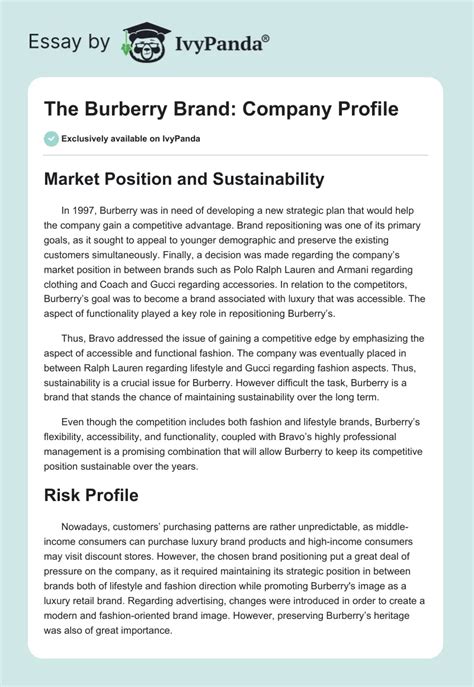 burberry corporate profile